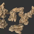 3D Rendered Natural Stone Wood Models With Textured Surfaces And Organic Shapes