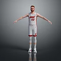 Man in White and Red Basketball Jersey Number 42 Standing with Arms Outstretched on Gray Background