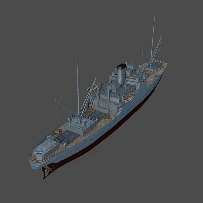 Detailed Warship Model With Hull Design Deck Structure Masts Smokestack And Military Equipment 3d model