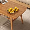 Modern Wooden Coffee Table In Living Room With Lemons Magazine And Vase