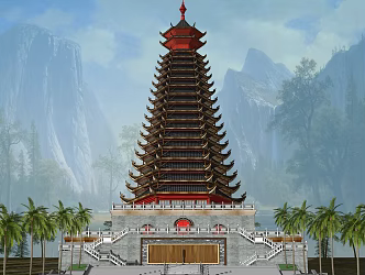 Guizhou Miao City Tower 3d model