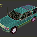 Vintage Teal SUV Car With Roof Rack Chrome Accents And Shiny Exterior