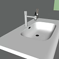 White Bathroom Washbasin on Sleek Countertop with Modern Silver Faucet and Toiletries
