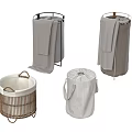 Stylish Storage Baskets with Wicker Fabric and Metal Frames for Home Organization 3d model