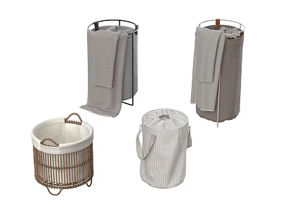 Rattan Storage Basket Woven Cloth Bag Storage Clothes Basket 3d model