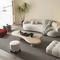 Quiet sofa tea table combination 3d model
