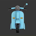 3D Rendered Blue Retro Scooter With Red Seat And Shiny Metallic Finish