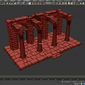 Ancient Style Stone Architectural Components With Columns Arches And Base 3d model