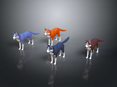 Various Colored 3D Modeled Fox Characters Designed for Game and Movie Roles 3d model