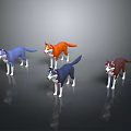 Various Colored 3D Modeled Fox Characters Designed for Game and Movie Roles