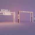 Modern Display Arches with NSMSJ Luxury Signage and Curved Decorative Elements 3d model