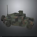 Military Camouflage Vehicle With Antenna Roof Mounted Equipment Off Road Tires And Tactical Design