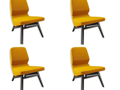Yellow Upholstered Accent Chair with Black Metal Legs Modern Living Room Furniture 3d model