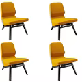 Yellow Upholstered Accent Chair with Black Metal Legs Modern Living Room Furniture