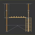 Durable Metal Frame Climbing Structure With Wooden Steps And Safety Netting For Kids Play
