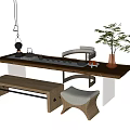 Modern Tea Table and Chair Tea Table and Chair Combination 3d model