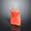 Orange Spaghetti Strap Top With Wrinkled Design For Daily Life Use