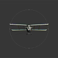 Blue Biplane Model With White Circular Markings Orange Cockpit Green Propeller For Space Themed