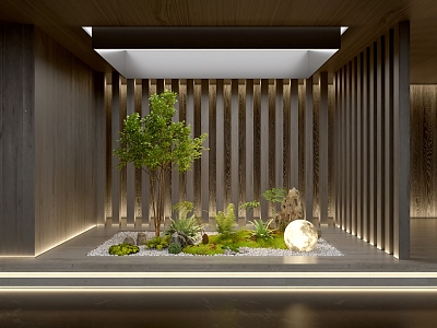 Modern indoor group small landscape plant pile spherical shrub moss ball with flower shrub plant combination 3d model