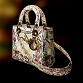 Elegant Floral Pattern Handbag Featuring Top Handle Shoulder Strap And Metal Decorations