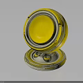 Modern Circular Yellow Two Layered Furniture With Sleek Surface And Metal Frame