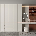 Light Luxury Cream Style Master Bedroom Bed End Large Wardrobe Bedroom Dressing Table Storage Cabinet Integrated Small Apartment Segmented Wardrobe 3d model