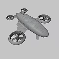 Futuristic Electric Flying Vehicle With White Body And Four Propellers Cabin Design 3d model