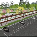 Landscaped Garden Wall With Greenery And Parking Area For Cars