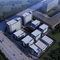 Modern Industrial Factory Complex With Multiple Buildings Flat Roofs And Surrounding Greenery 3d model
