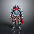 Man In Silver Armor With Red Cape And Detailed Metallic Warrior Design