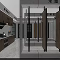 Modern Exhibition Area Interior With White Display Platform Devices TV Screen And Gold White Chandeliers