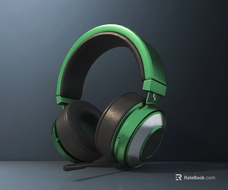 Green and Black Over Ear Headset with Ergonomic Design High Quality Audio and Microphone 3d model 