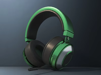 Green and Black Over Ear Headset with Ergonomic Design High Quality Audio and Microphone 3d model