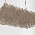 Modern Suspended Chandelier With Open Grid Design And Wooden Structure For Home Decor