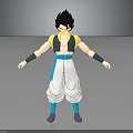 Anime Character Black Hair Yellow Blue Outfit White Baggy Pants Blue Shoes Standing