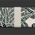 Display Shelf With Double Layer Bento Box Featuring Green Leaf Pattern And White Strap 3d model