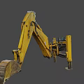 Yellow Construction Vehicle Arm With Excavator Bucket And Hydraulic Parts