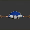 Game and Movie Character With White Hair Blue Robe Silver Armor Standing Pose Arms Outstretched