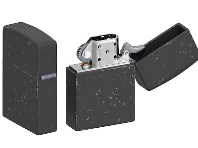 Black Lighter Displaying Closed and Open State with Visible Internal Gear and Ignition Part 3d model