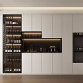 Modern Wine Cabinet Interior Design With Glassware Storage And White Cabinets