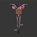 Vintage Pink Bicycle With Flower Basket Brown Seat And White Spokes