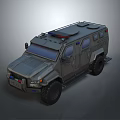 Armored Military Vehicle With Reinforced Body Emergency Lights And Large Off Road Tires