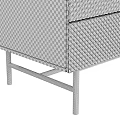 Modern Wooden TV Stand With Textured Drawers And Black Metal Legs