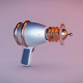 Futuristic Sci Fi Handheld Weapon With Silver Orange Circular Components And Energy Ring Design 3d model