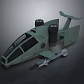 Green Sci-Fi Military Aircraft Model Featuring Twin Engines Front Missile And Unique Wings
