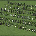 Decorative Outdoor Lights With Various Designs Arranged On Green Grass For Night Illumination