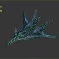 Futuristic Blue Fighter Jet With Sleek Aerodynamic Design And 3D Render Concept Art