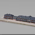 Traditional Roof Commercial Building Complex Featuring Long Connected Layout And Red Decorations