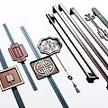 New Chinese Handle Long Handle 3d model