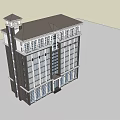 Modern Multi Story Office Building With Glass Facade And Ornate Top Design